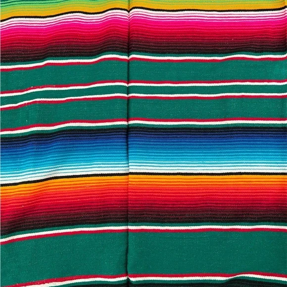 Vibrant Multicolor Striped Serape Throw Blanket - Picture 4 of 4